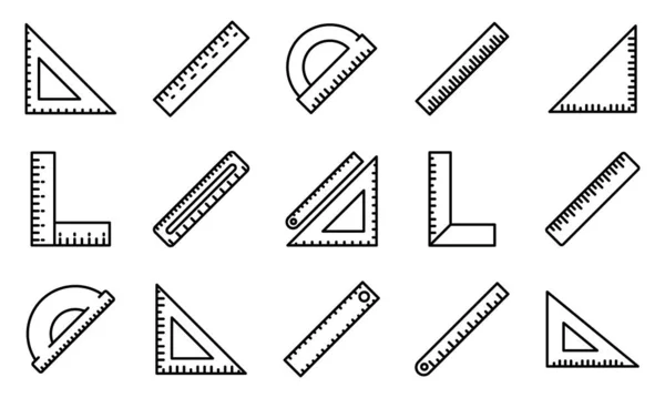 Ensemble d'icônes de règle, style de contour — Image vectorielle