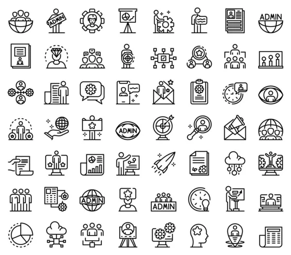 Conjunto de iconos de administrador de TI, estilo de esquema — Archivo Imágenes Vectoriales