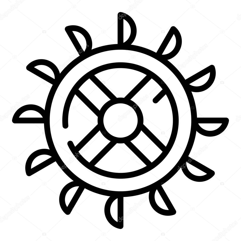 Turbine water mill wheel icon, outline style