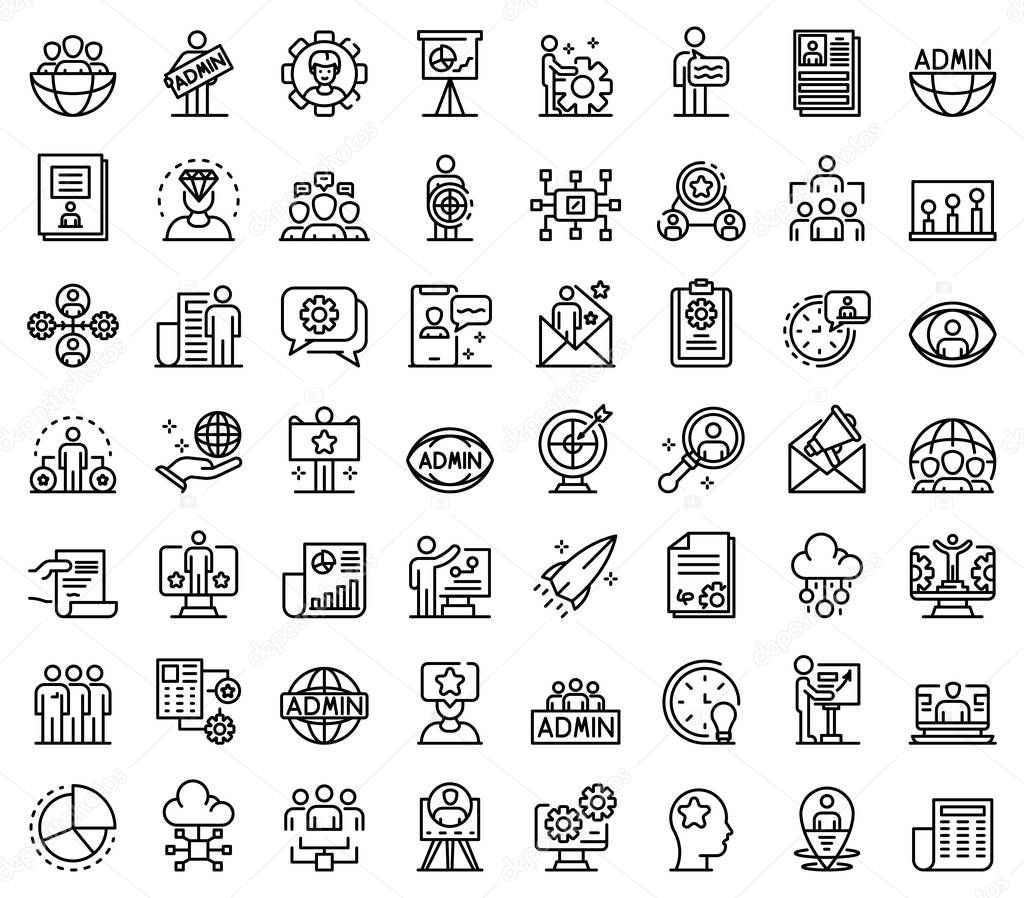 IT administrator icons set, outline style