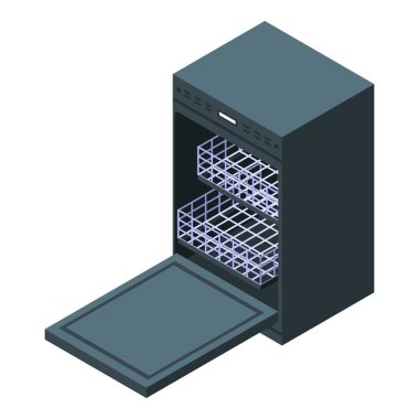 Modern bulaşık makinesi simgesi, izometrik stil