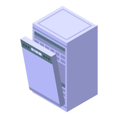 Boş bulaşık makinesi simgesi, izometrik biçim
