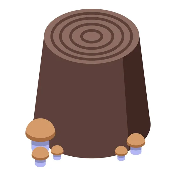 Mushroom on tree stump icon, isometric style — 스톡 벡터