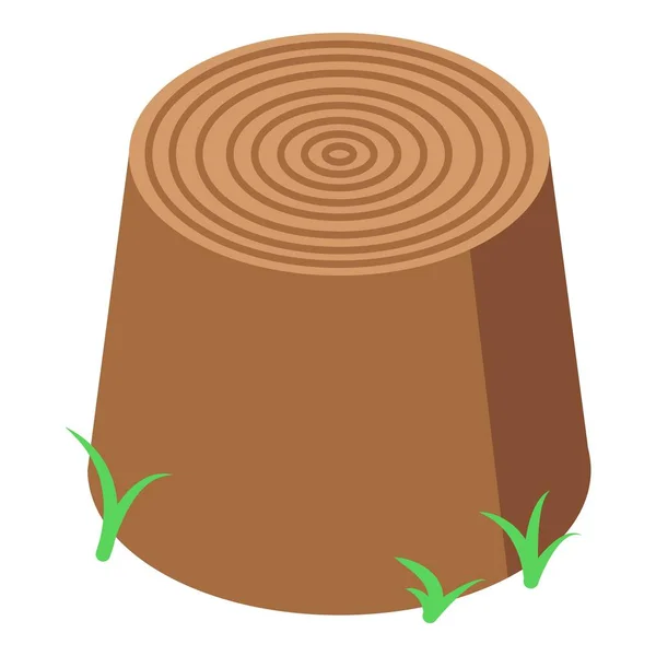 Grass near stump icon, isometric style — 스톡 벡터