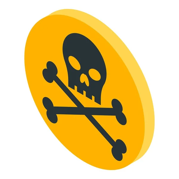 Cross skull radiation icon, isometric style — ストックベクタ