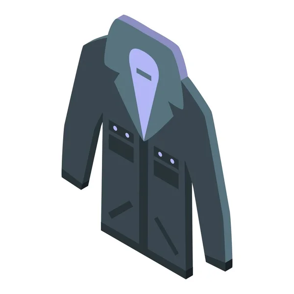 Fekete farmer kabát ikon, izometrikus stílus — Stock Vector