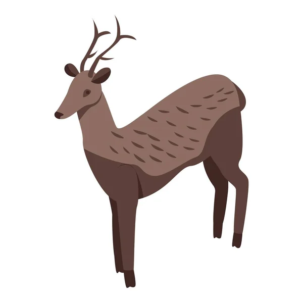 野生の鹿のアイコン、アイソメトリックスタイル — ストックベクタ