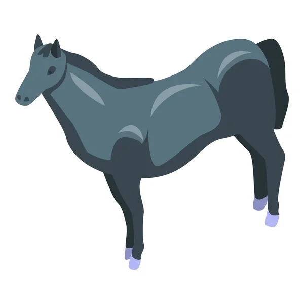 Black horse icon, isometric style — Stock Vector