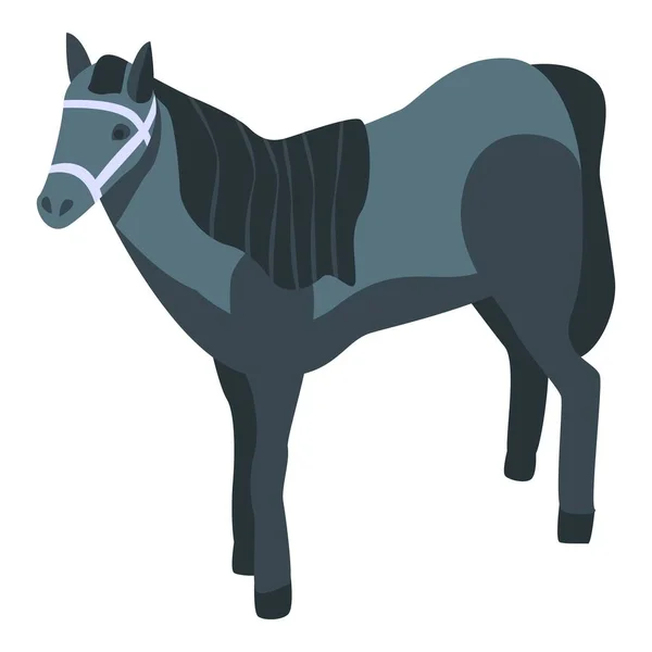 Black sport horse icon, isometric style — 스톡 벡터