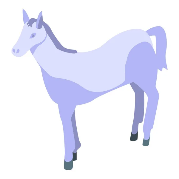 Icono de caballo de carrera blanca, estilo isométrico — Vector de stock