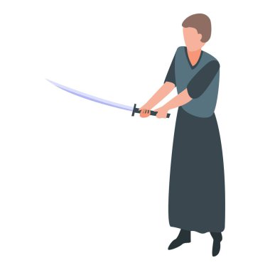 Ninja samuray simgesi, izometrik stil