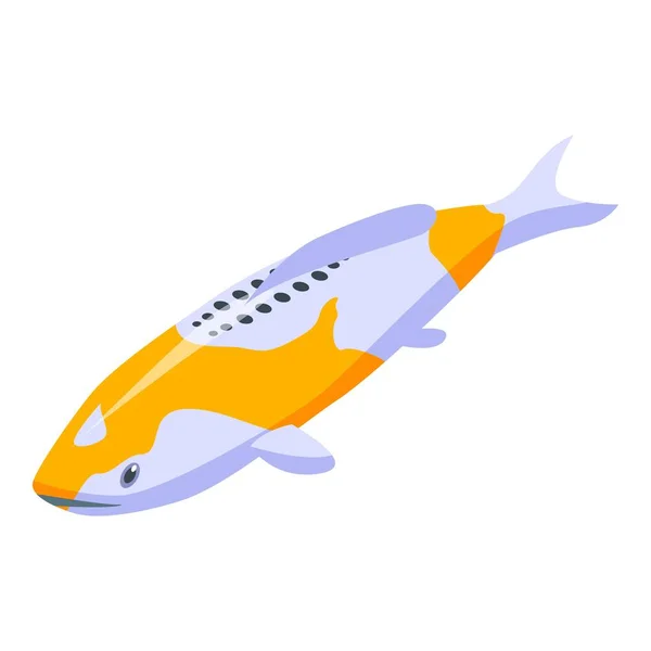 Orange white koi carp icon, isometric style — Stock Vector