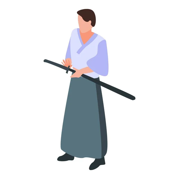 Chlapec samuraj ikona, izometrický styl — Stockový vektor