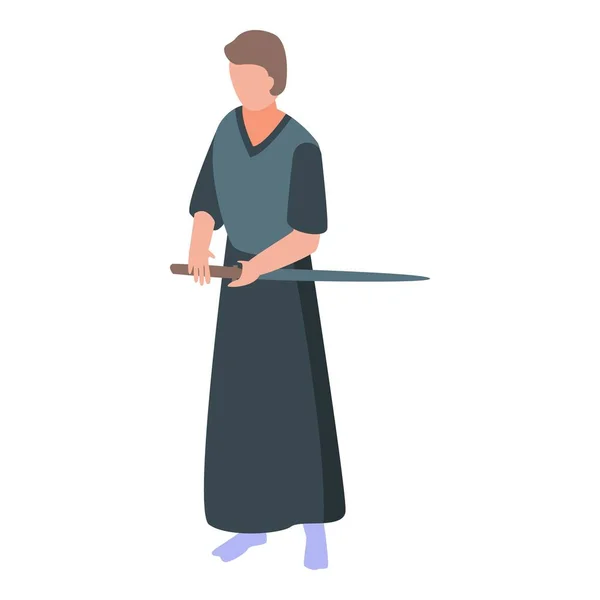 Männliche Samurai-Ikone, isometrischer Stil — Stockvektor