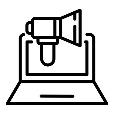 Dizüstü bilgisayar simgesinde megafon, özet biçimi