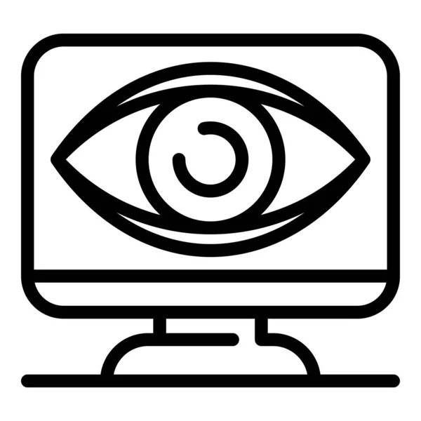 Gran ojo en el icono del monitor, estilo de contorno — Archivo Imágenes Vectoriales