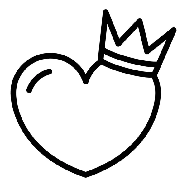 Crown on heart icon, outline style — 스톡 벡터