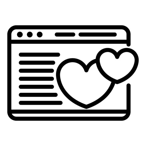 Love heart web page icon, outline style — 스톡 벡터