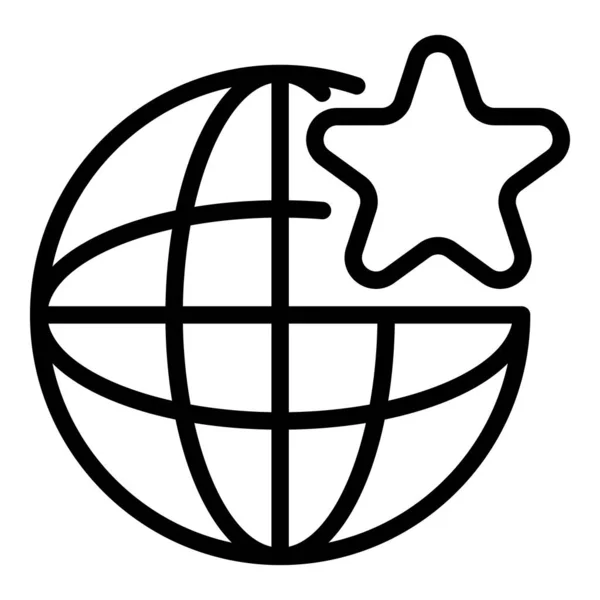 Estrella global icono atractivo, estilo de contorno — Archivo Imágenes Vectoriales