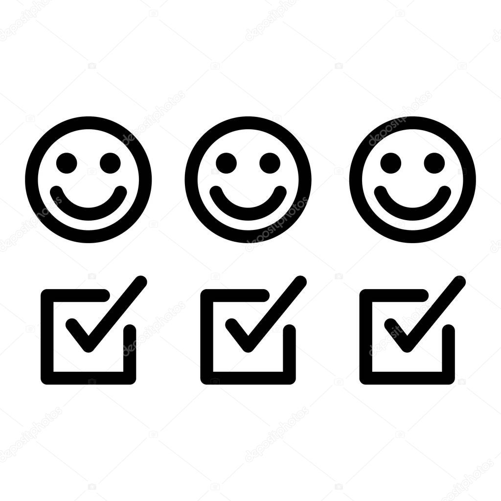 Positive feedback icon. Outline positive feedback vector icon for web design isolated on white background