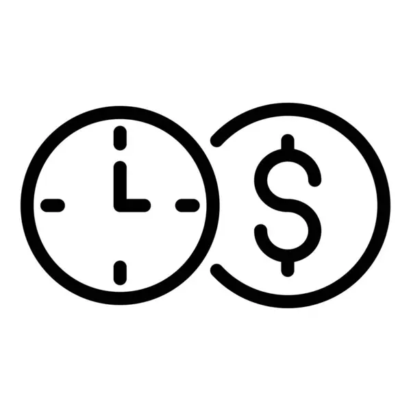 Money clock icon, outline style — Stock Vector