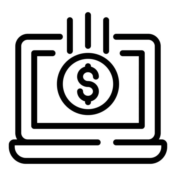Ícone do portátil do dinheiro da Web, estilo do esboço — Vetor de Stock