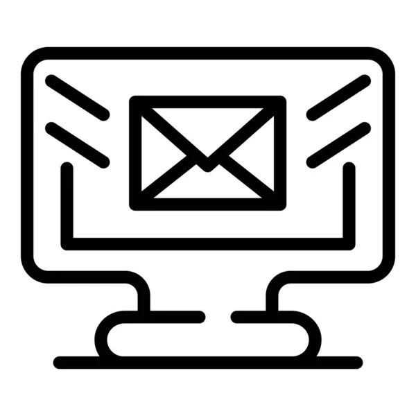 Icono de computadora de correo, estilo de esquema — Vector de stock