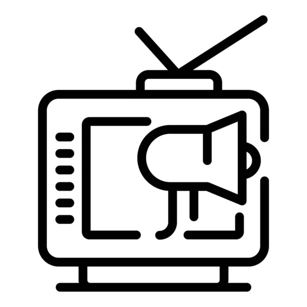 Icona pubblicitaria TV, stile contorno — Vettoriale Stock