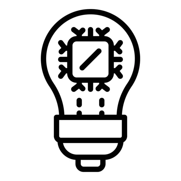 Ai smart bulb icon, outline style — Stock Vector