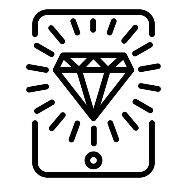 Diamond gaming smartphone icon, outline style — Stock Vector