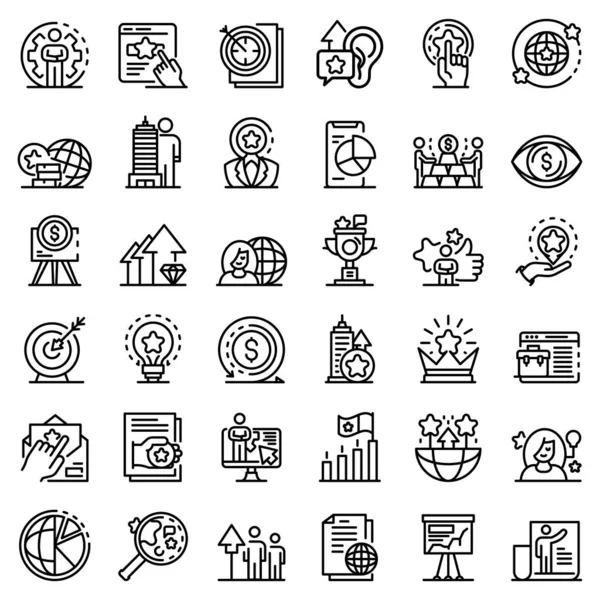 Conjunto de iconos de gerente de marca, estilo de esquema — Archivo Imágenes Vectoriales