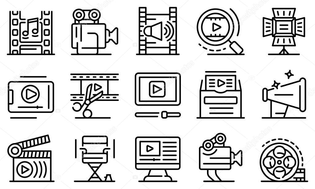 Clip maker icons set, outline style