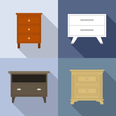 Komodinin Icons set, düz stil