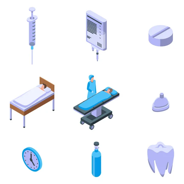 Anesthesia icons set, isometric style — Stock Vector