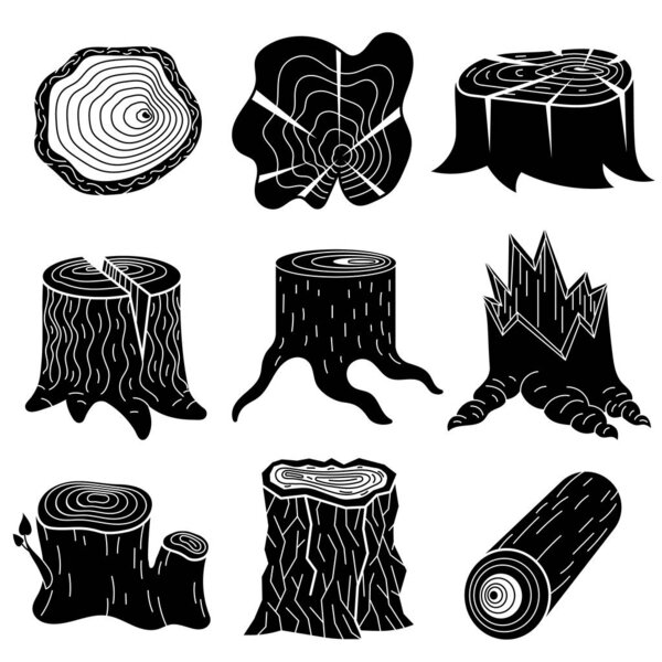 Stumps icons set, simple style