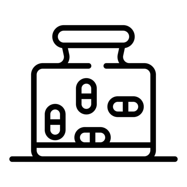 Large bottle with pills icon, outline style — 스톡 벡터