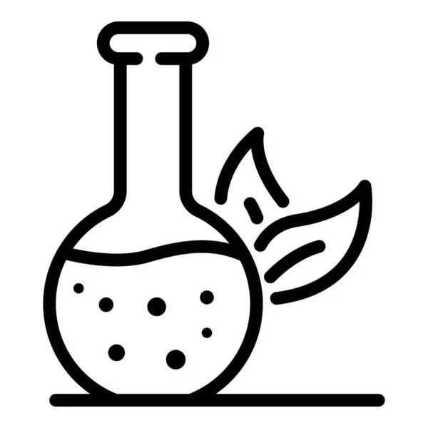 Icono de frasco y hojas, estilo de contorno — Vector de stock