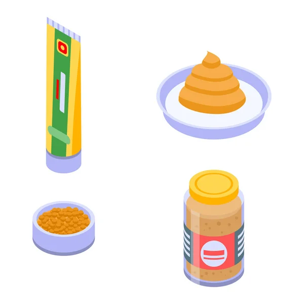 Ensemble d'icônes de la moutarde, style isométrique — Image vectorielle