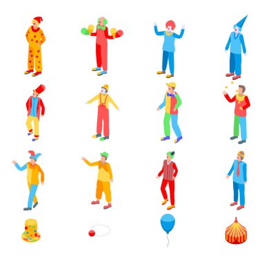Palyaço Icons set, izometrik stili