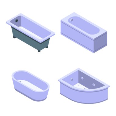 Küvet simgeleri ayarlandı, izometrik biçim