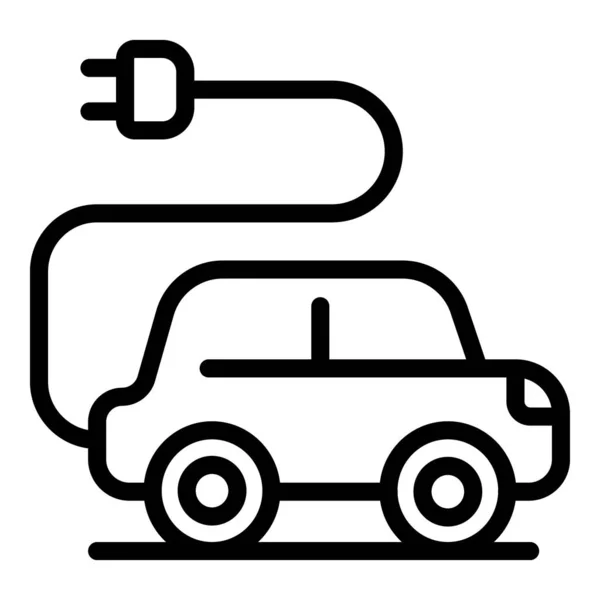 Car with plug icon, outline style — Stock Vector