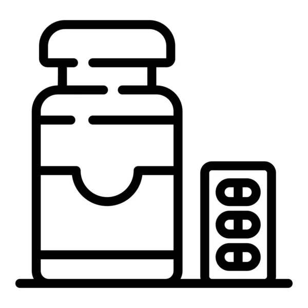 Garrafa de pílulas e ícone de bolha, estilo esboço —  Vetores de Stock