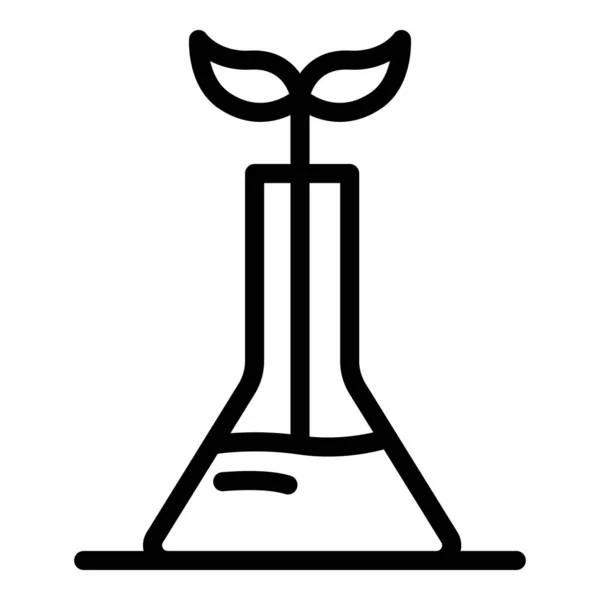 Sprout from a laboratory flask icon, outline style — Stock Vector