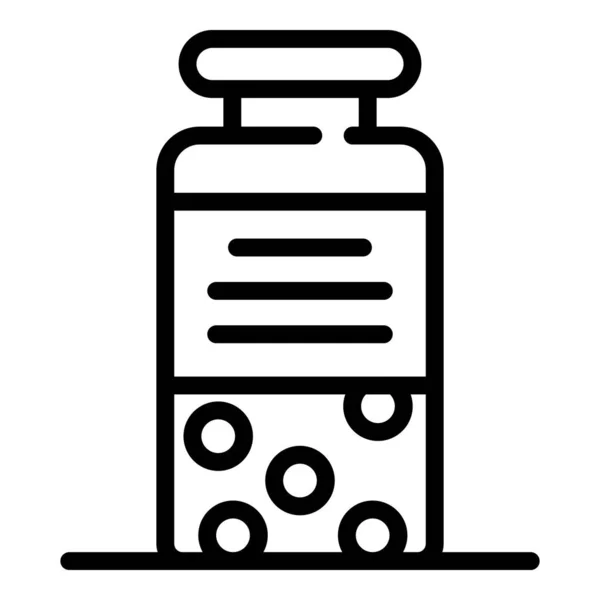 Glass bottle for pills icon, outline style — Stock Vector