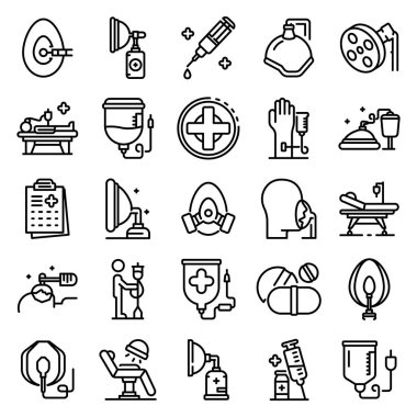 Anesthesia icons set, outline style clipart
