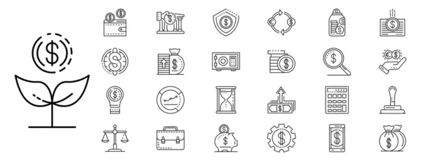 Deposit icons set, outline style — Stock Vector