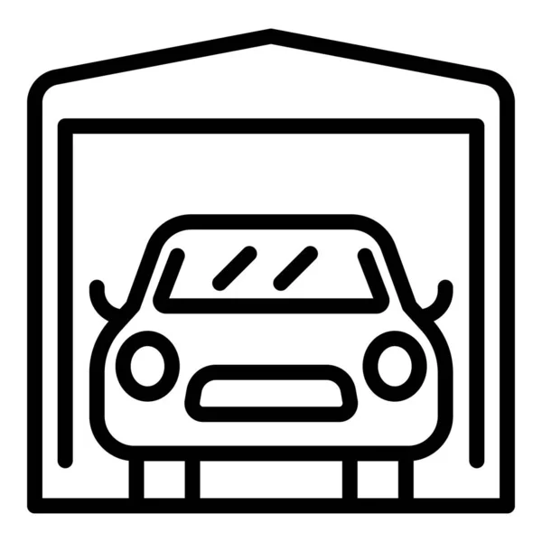 Car in the garage icon, outline style — Stock Vector