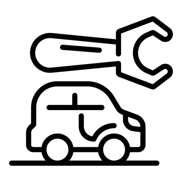 Car and wrench icon, outline style — Stock Vector