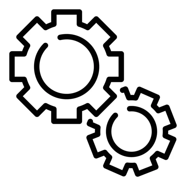 Icône mécanisme d'engrenage, style contour — Image vectorielle