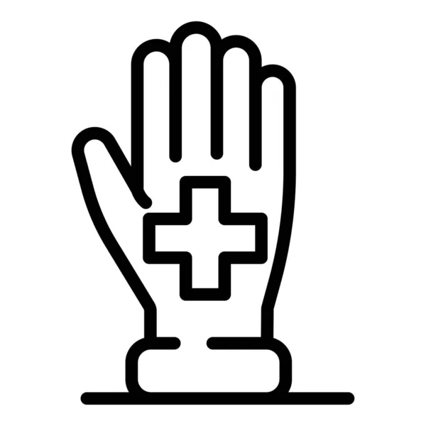 Medizinisches Kreuz auf dem Handflächen-Symbol, Umrissstil — Stockvektor